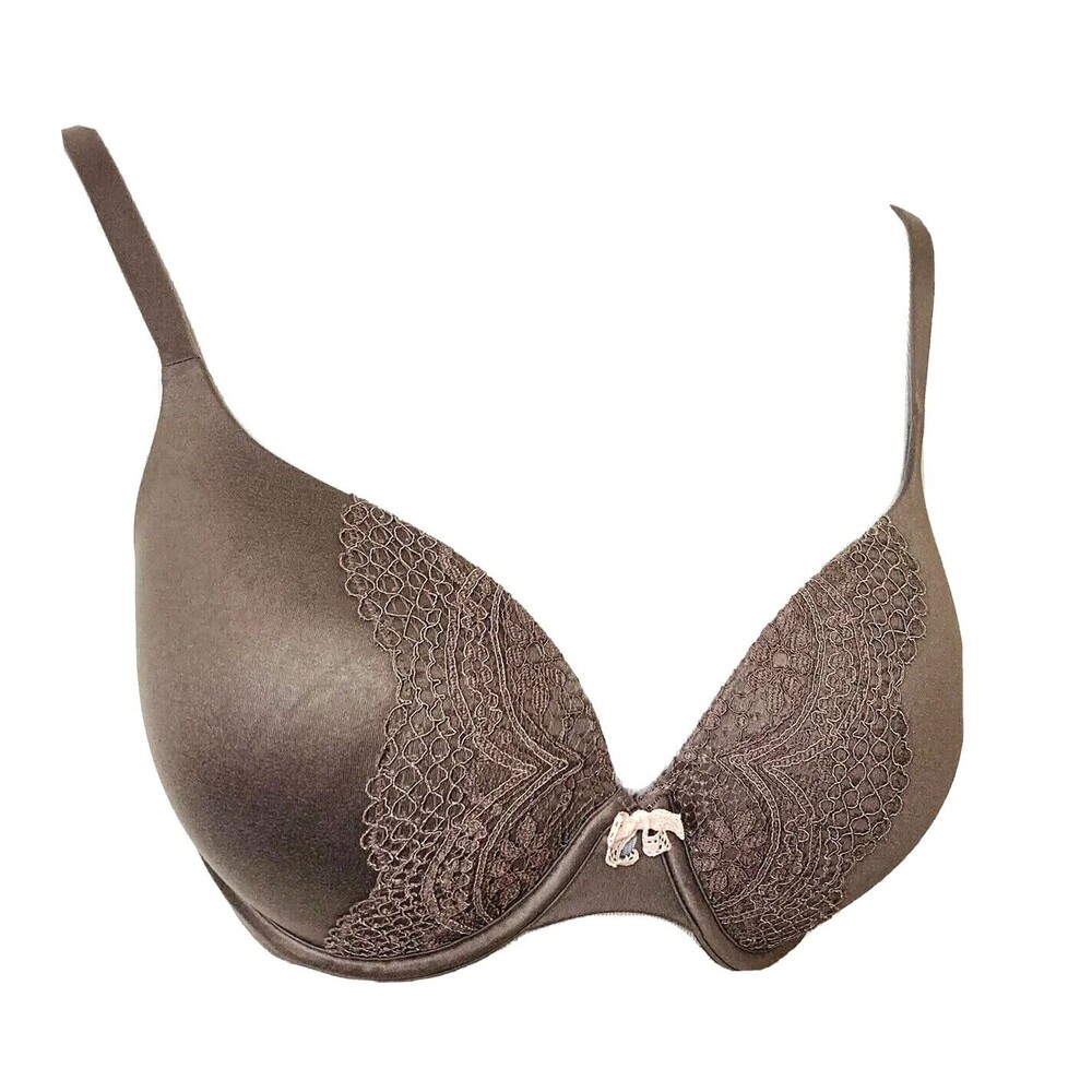 Victoria's Secret Body By Victoria Perfect Shape Brown Bra Sz 34DD Lacey Padded